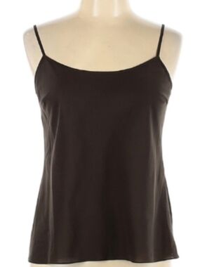 Silk Blend Cami Top Donna Karan Brown Stretch Designer Minimalist Camisole DKNY